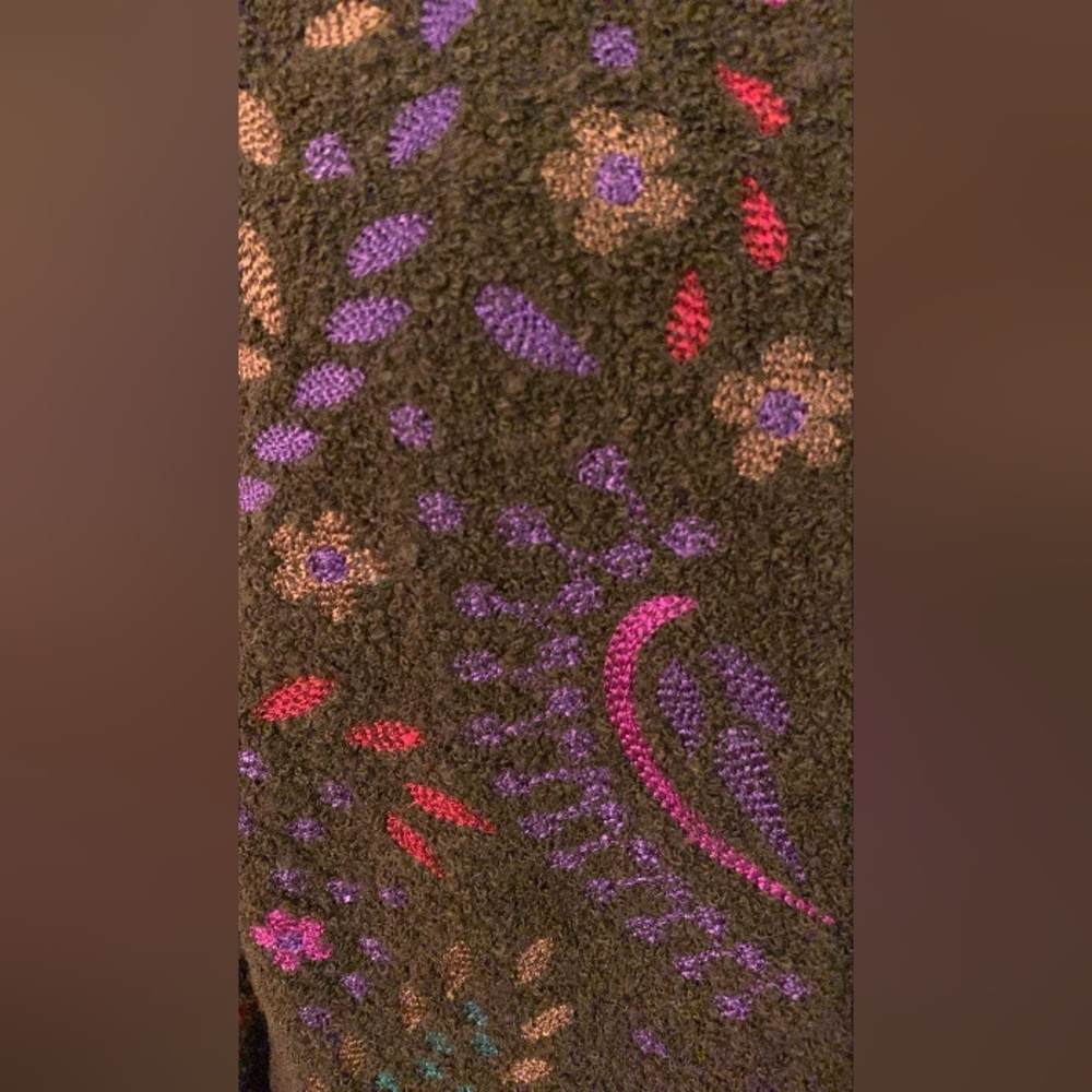 Vintage Boho Linea By Louis Dell'Olio Brown Floral Sweater Coat Size L - Picture 10 of 14